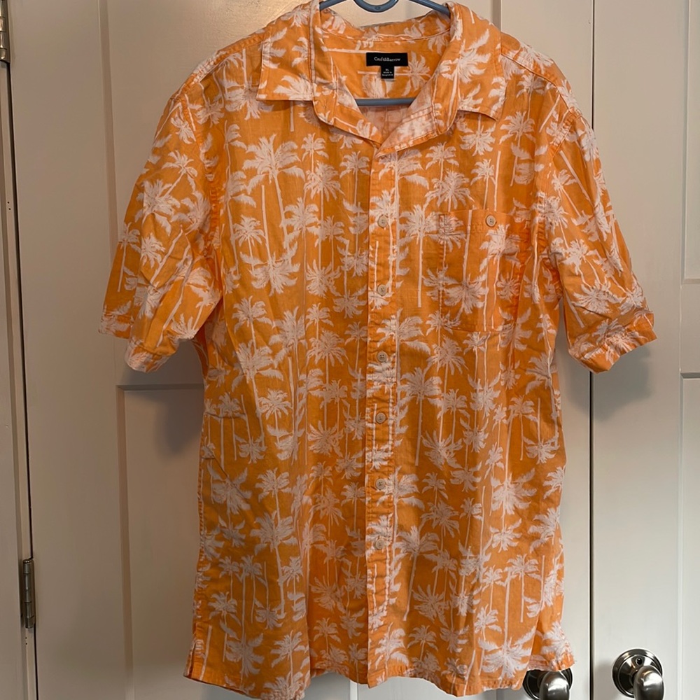 Orange Croft & Barrow Hawaiian Aloha Camp shirt size XL